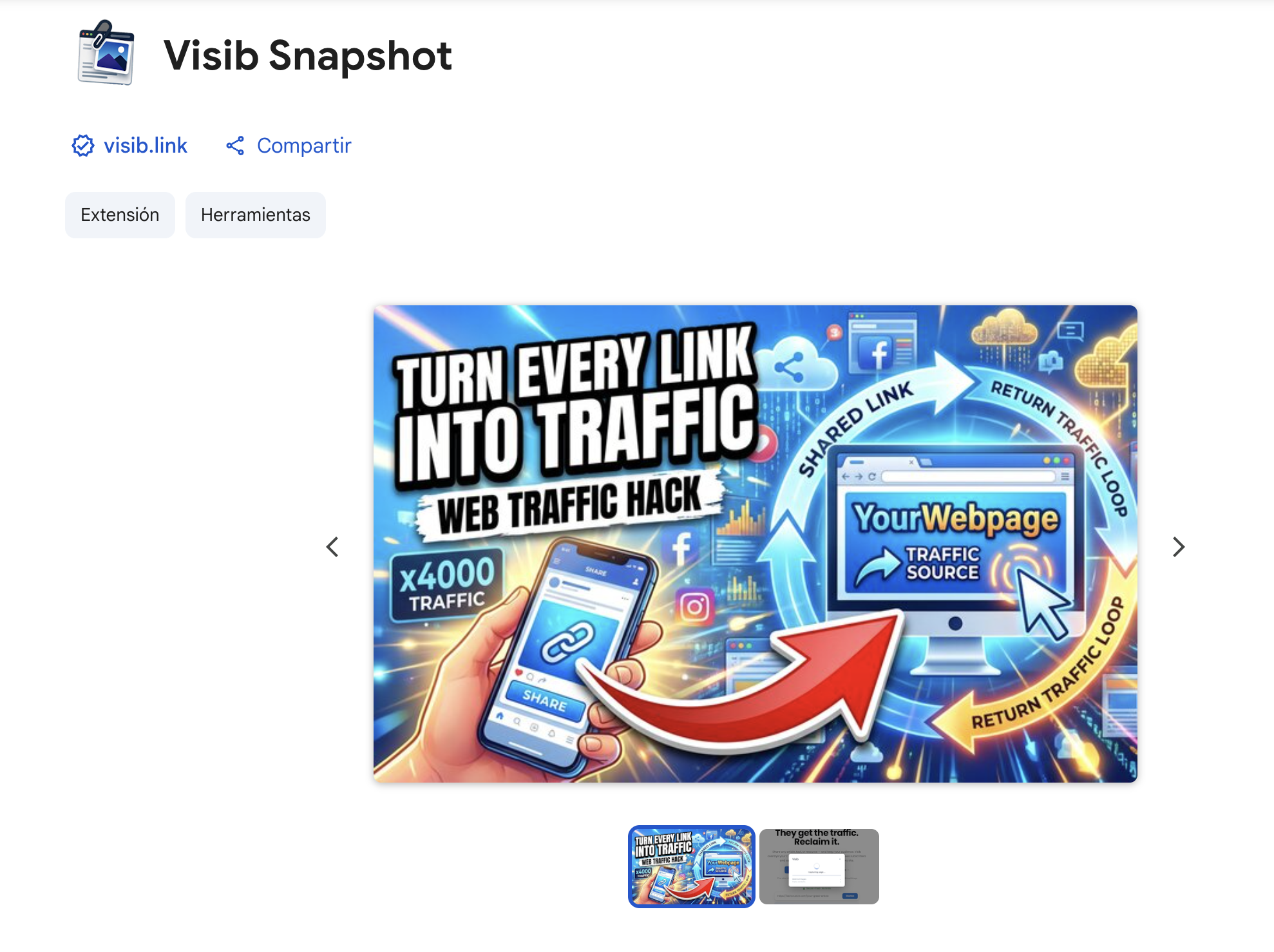 Visib Snapshot extension on the Chrome Web Store